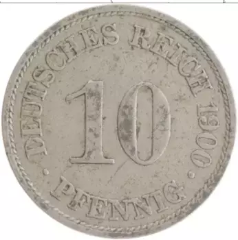 Монета 10 пфеннигов Германии 1900 года Медно-никель A