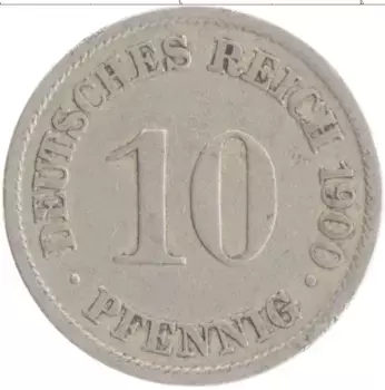 Монета 10 пфеннигов Германии 1900 года Медно-никель A