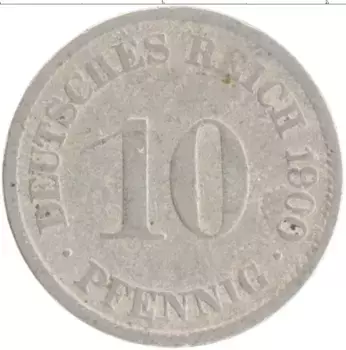 Монета 10 пфеннигов Германии 1900 года Медно-никель A