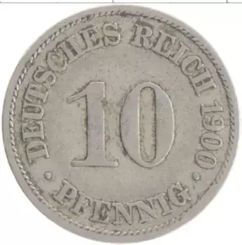 Монета 10 пфеннигов Германии 1900 года Медно-никель A