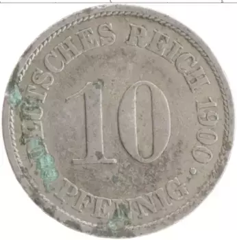 Монета 10 пфеннигов Германии 1900 года Медно-никель A