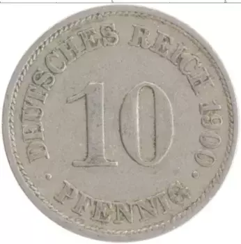 Монета 10 пфеннигов Германии 1900 года Медно-никель A