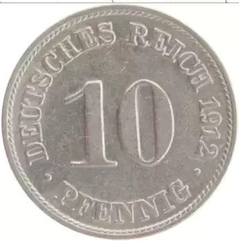 Монета 10 пфеннигов Германии 1912 года Медно-никель D