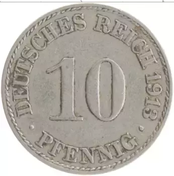 Монета 10 пфеннигов Германии 1913 года Медно-никель A