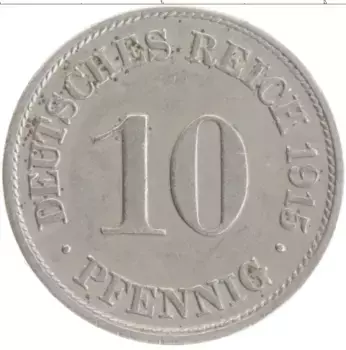 Монета 10 пфеннигов Германии 1915 года Медно-никель A