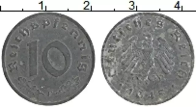 Монета 10 пфеннигов Германии 1945 года Цинк F