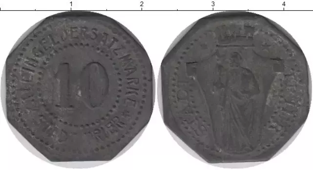 Монета 10 пфеннигов Германия : Нотгельды 1917 года Цинк Трир
