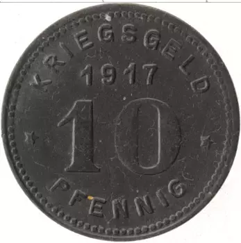 Монета 10 пфеннигов Германия : Нотгельды 1917 года Цинк Виттен