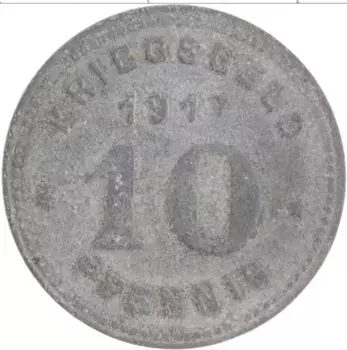 Монета 10 пфеннигов Германия : Нотгельды 1917 года Цинк Виттен