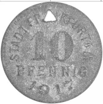Монета 10 пфеннигов Германия : Нотгельды 1917 года Цинк Франкфурт-на-Майне