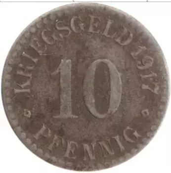 Монета 10 пфеннигов Германия : Нотгельды 1917 года Железо Кассел