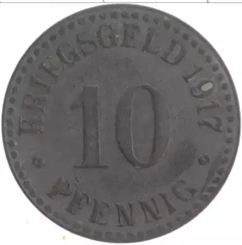 Монета 10 пфеннигов Германия : Нотгельды 1917 года Цинк Кассель