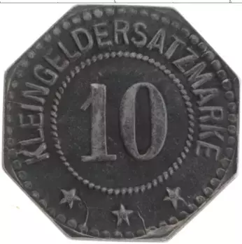 Монета 10 пфеннигов Германия : Нотгельды 1917 года Железо Ошерслебен