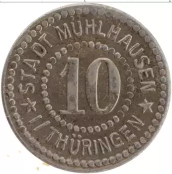 Монета 10 пфеннигов Германия : Нотгельды 1917 года Железо Тюринген