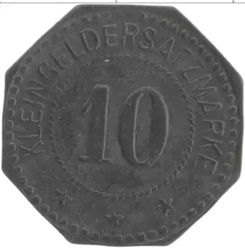 Монета 10 пфеннигов Германия : Нотгельды 1917 года Цинк Звиесель