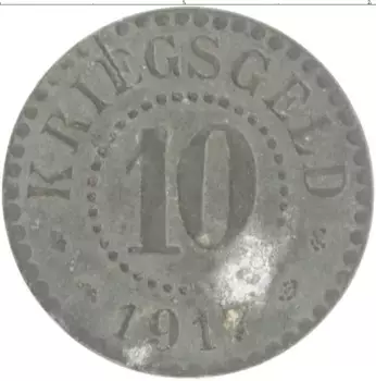 Монета 10 пфеннигов Германия : Нотгельды 1917 года Цинк Франкфурт