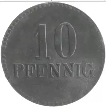 Монета 10 пфеннигов Германия : Нотгельды 1917 года Цинк Леннеп