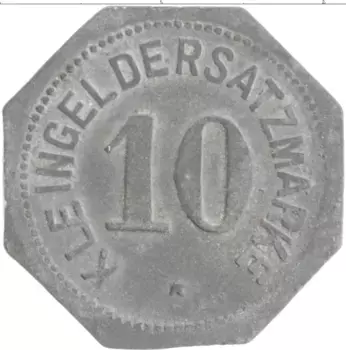 Монета 10 пфеннигов Германия : Нотгельды 1917 года Цинк Бамберг Бавария