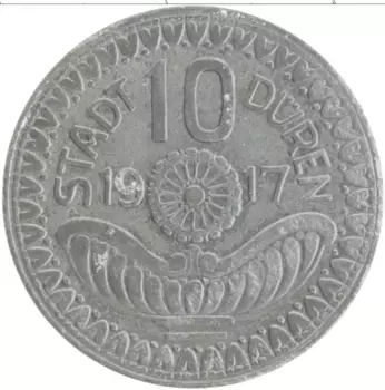 Монета 10 пфеннигов Германия : Нотгельды 1917 года Цинк Дьёрн