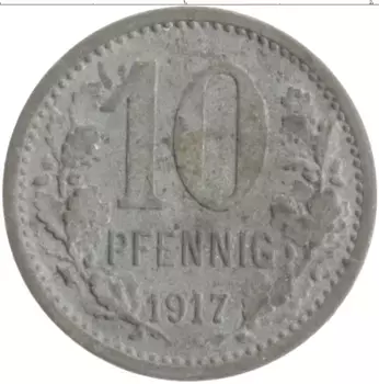 Монета 10 пфеннигов Германия : Нотгельды 1917 года Цинк Бонн
