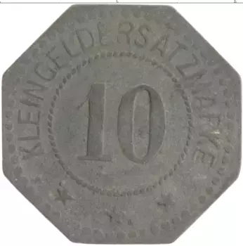 Монета 10 пфеннигов Германия : Нотгельды 1917 года Цинк Пирмазенс