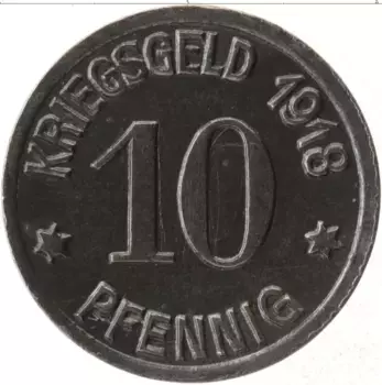 Монета 10 пфеннигов Германия : Нотгельды 1918 года Железо Кобленц