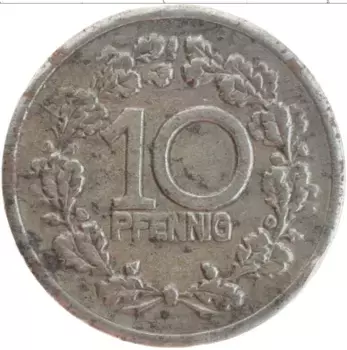 Монета 10 пфеннигов Германия : Нотгельды 1918 года Железо Фовинкель