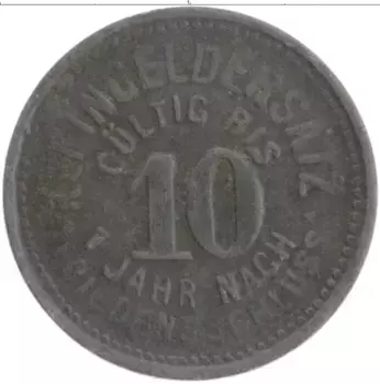 Монета 10 пфеннигов Германия : Нотгельды 1918 года Цинк Мойзельвиц