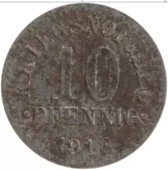 Монета 10 пфеннигов Германия : Нотгельды 1918 года Железо Брауншвайг