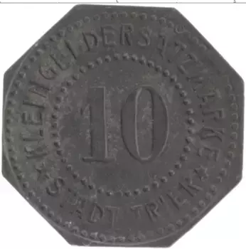 Монета 10 пфеннигов Германия : Нотгельды 1918 года Цинк Трир