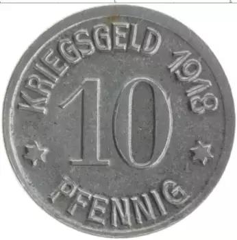 Монета 10 пфеннигов Германия : Нотгельды 1918 года Железо Кобленц