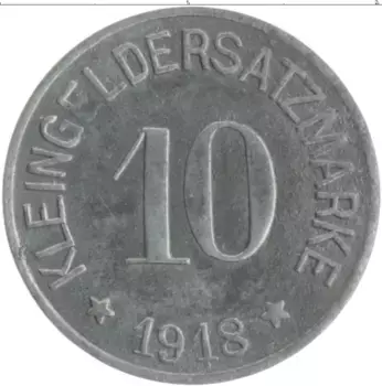 Монета 10 пфеннигов Германия : Нотгельды 1918 года Железо Хоф