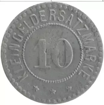 Монета 10 пфеннигов Германия : Нотгельды 1918 года Железо Гиссен