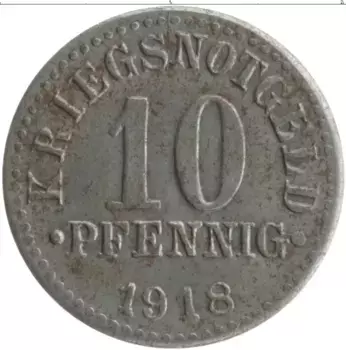 Монета 10 пфеннигов Германия : Нотгельды 1918 года Железо Брауншвейг