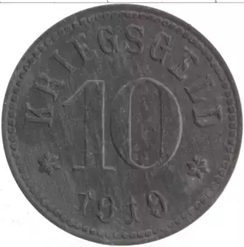 Монета 10 пфеннигов Германия : Нотгельды 1919 года Цинк Лор-на-Майне