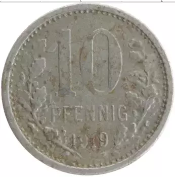Монета 10 пфеннигов Германия : Нотгельды 1919 года Железо Нехайм