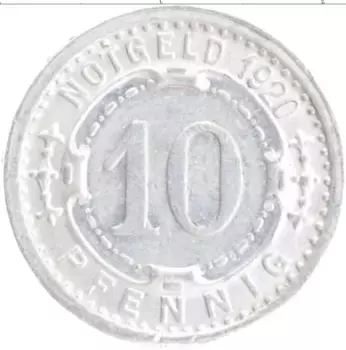 Монета 10 пфеннигов Германия : Нотгельды 1920 года Алюминий Виттен