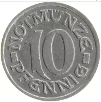 Монета 10 пфеннигов Германия : Нотгельды 1920 года Железо Аахен
