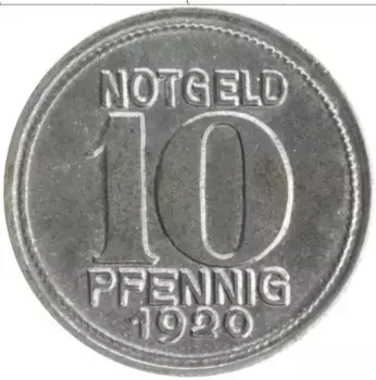 Монета 10 пфеннигов Германия : Нотгельды 1920 года Железо Кобленц