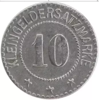 Монета 10 пфеннигов Германия : Нотгельды Железо Peine