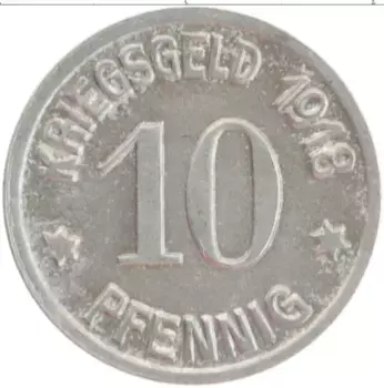 Монета 10 пфеннигов Кобленца 1918 года Железо Нотгельд