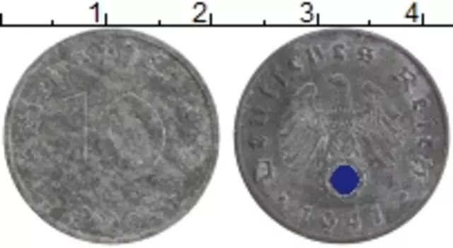 Монета 10 пфеннигов Третьего Рейха 1941 года Цинк A