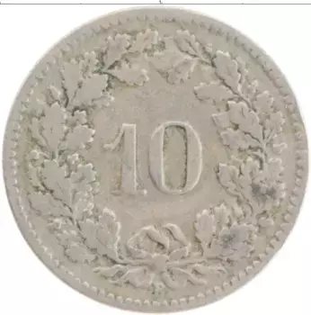 Монета 10 рапп Швейцарии 1904 года Медно-никель