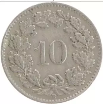 Монета 10 рапп Швейцарии 1946 года Медно-никель
