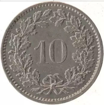 Монета 10 рапп Швейцарии 1970 года Медно-никель Года разные