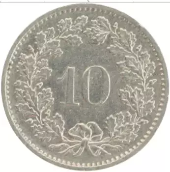 Монета 10 рапп Швейцарии 1981 года Медно-никель