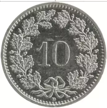 Монета 10 рапп Швейцарии 2011 года Медно-никель
