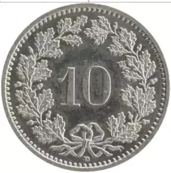 Монета 10 рапп Швейцарии 2011 года Медно-никель