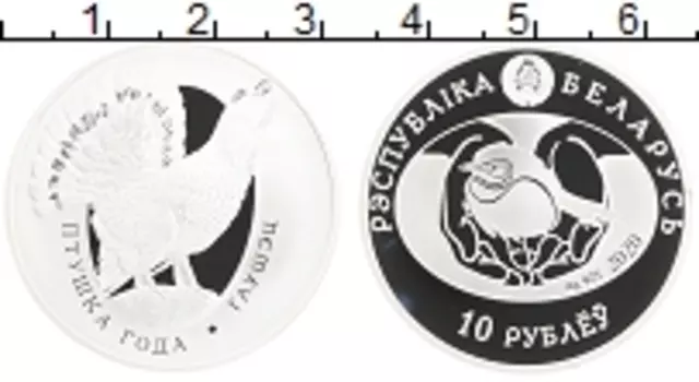Монета 10 рублей Беларуси 2020 года Серебро Серия Птица года