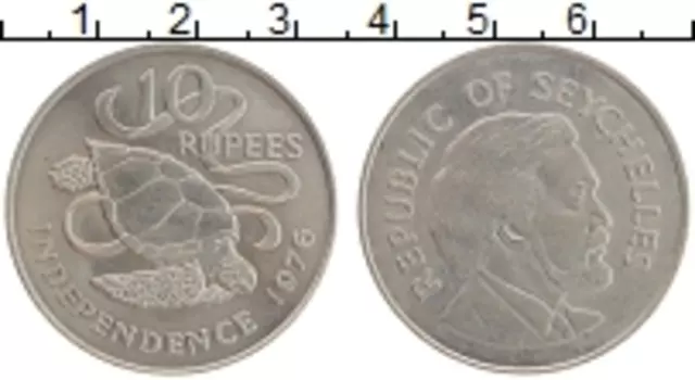 Монета 10 рупий Сейшел 1976 года Медно-никель Черепаха